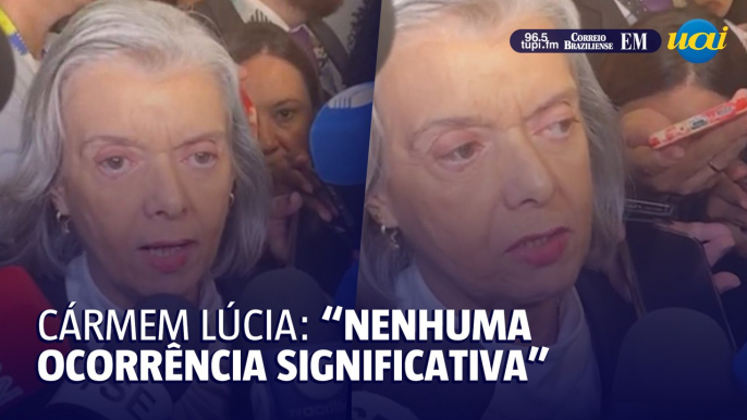 Eleições ocorrem com tranquilidade e sem ocorrências graves, diz ministra Cármen Lúcia.