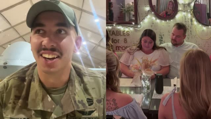 Soldier Brother Surprises Sister At Rehearsal Dinner Before Her Wedding | Happily TV