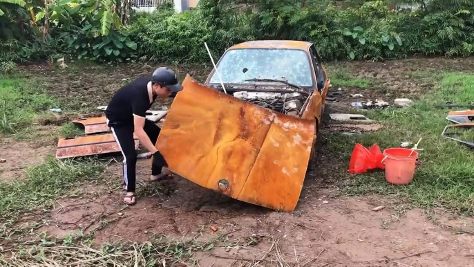 50 years old BMW car restoration - very old rusty  Restore the BMW capo