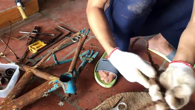 Restoration old rusty old bikes  Restore  children's bicycles