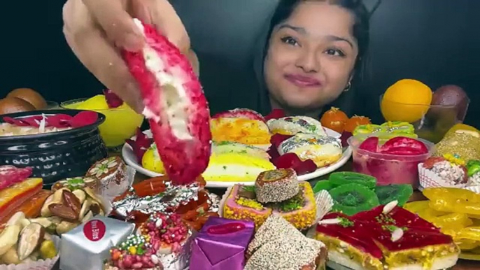 50 TYPES OF DIFFERENT INDIAN DESSERTS EATING CHALLENGE  INDIAN SWEETS EATING CHALLENGE _ MUKBANG