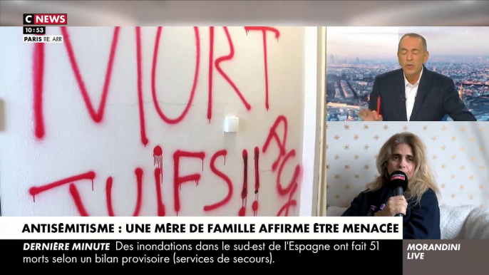 Tags antisémites et croix gammée - Une mère de famille affirme être menacée depuis plusieurs semaines dans son immeuble: "Morandini Live" était en direct avec elle ce matin - VIDEO