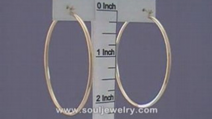 14K Solid Yellow/White Gold Classic Hoop Earrings 2 1/8 Inch