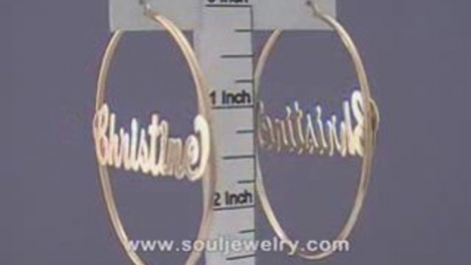 14K Gold Personalized Name Hoop Earrings 2 1/2 Inch