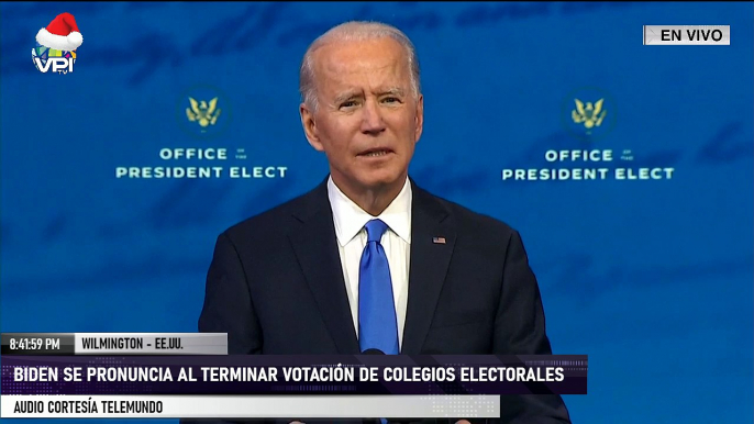 En Vivo desde Wilmington - Pronunciamiento de Joe Biden al finalizar votaciones de colegios electorales