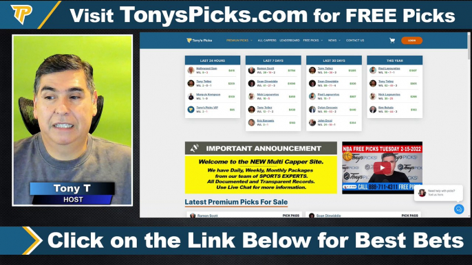 Live Expert NBA NCAAB Picks - Predictions, 2/15/2022 Best Bets, Odds & Betting Tips | Tonys Picks