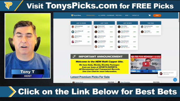 Live Expert NBA NCAAB Picks - Predictions, 2/16/2022 Best Bets, Odds & Betting Tips | Tonys Picks