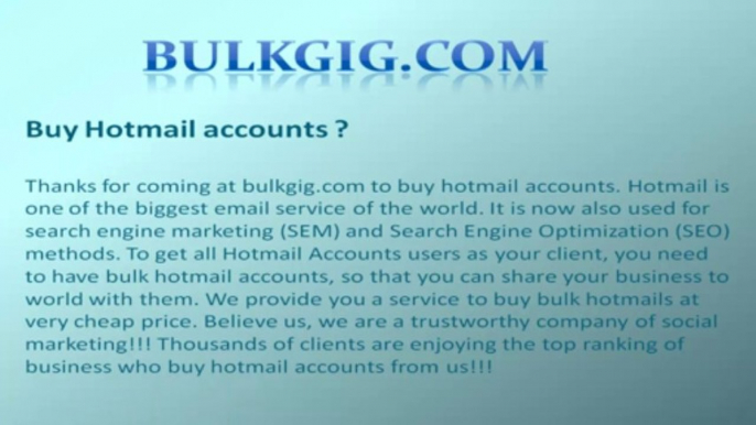 Buy Hotmail accounts, aol accounts, twitter accounts, gmail accounts