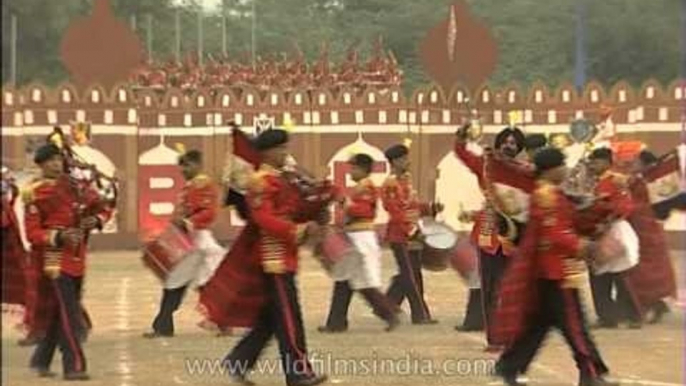 BSF band marching a contingent at the Tattoo Day