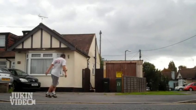 Football Trick Shots on Basketball Court. IMPRESSIVE skills guys!