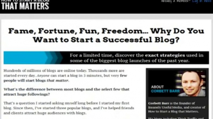 Corbett Barr's How To Start A Blog That Matters Review