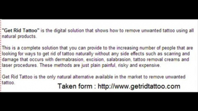 Removing Tatoos - Get Rid Tattoo Review