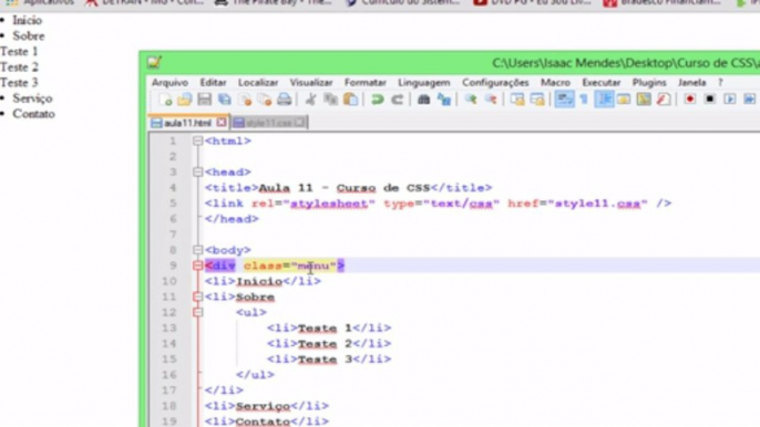 Curso de CSS - Aula 11 (Menu Drop-Down)