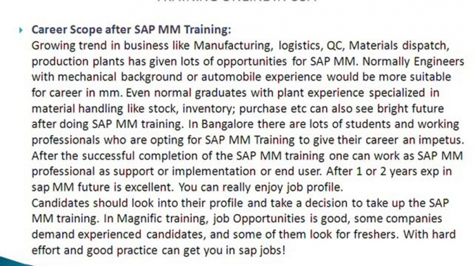 SAP Materials Management(MM)  TRAINING ONLINE IN USA@magnifictraining.com