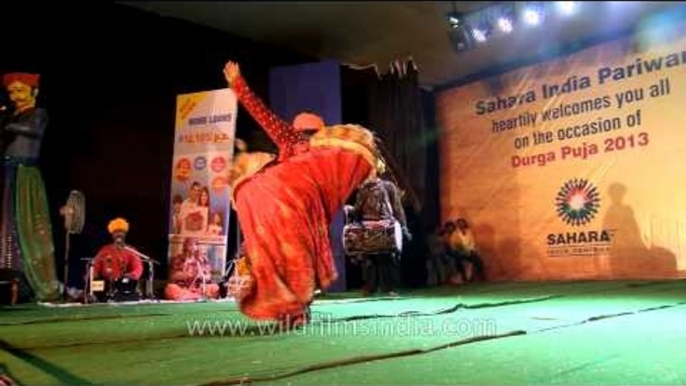 Kachchi Ghodi, folk dance of Rajasthan being performed during Durga Puja celebrations in CR Park