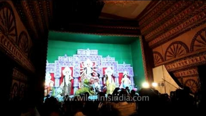 Durga Maa idols at a splendid Kolkata Durga Puja pandal