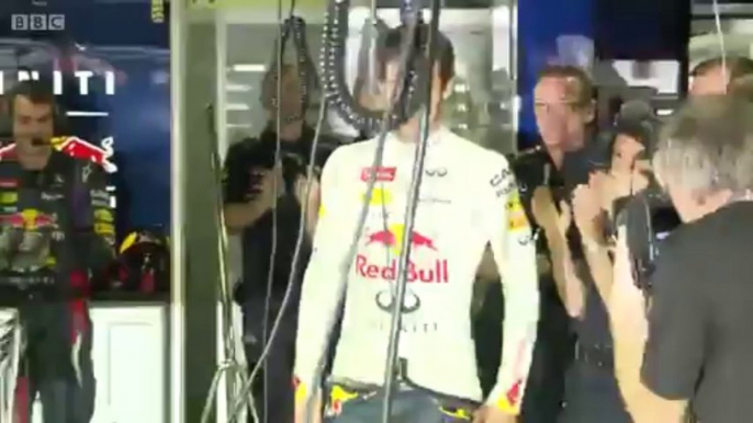 BBC F1: Mark Webber on the way to the Red Bull garage (2013 Brazilian Grand Prix)