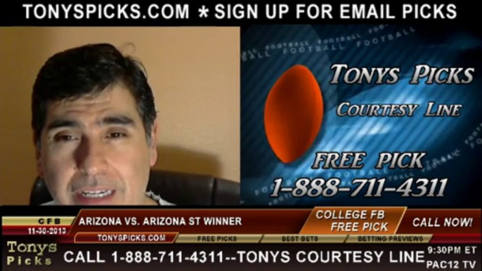 Arizona St Sun Devils vs. Arizona Wildcats Pick Prediction NCAAF Odds 11-30-2013