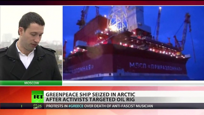 Arctic Assault: Greenpeace ship boarded after activists targeted Gazprom oil rig