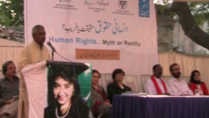 Mama Qadeer Baloch addressing Seminar : Human Rights..Myth or Reality Dec 9th 2013 at Karachi Press Club