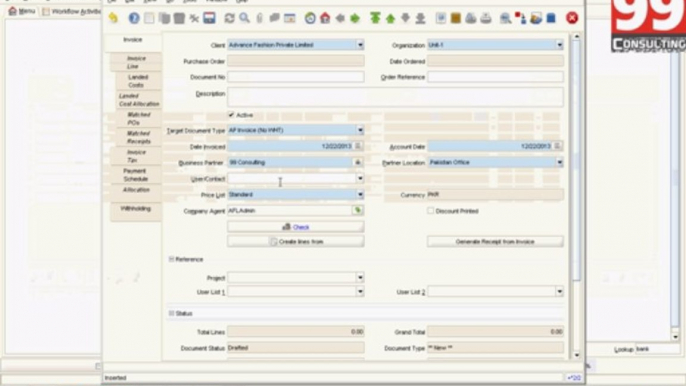 Creation of Supplier Invoice