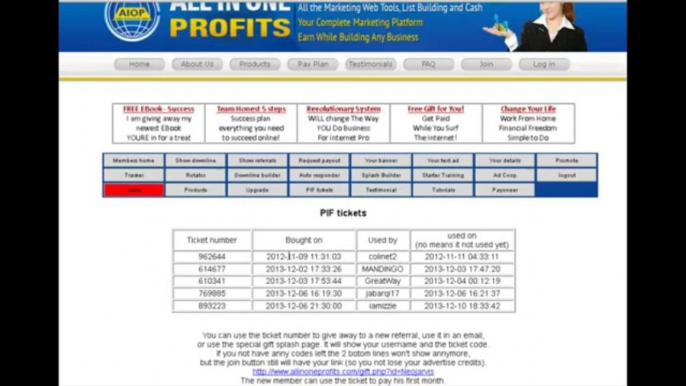 Money-MakingSite | All In One Profits | PIF Ticket and Payment System Procedures