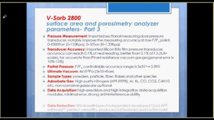 V-Sorb 2800 surface area and pore size distribution analyzer from Gold APP Instruments