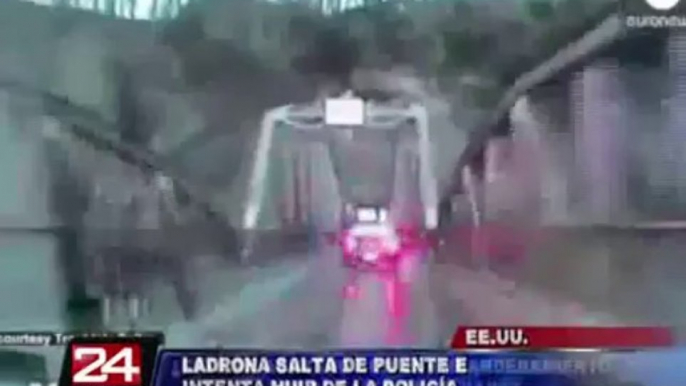 VIDEO: ladrona salta de un puente para huir de la policía en Estados Unidos