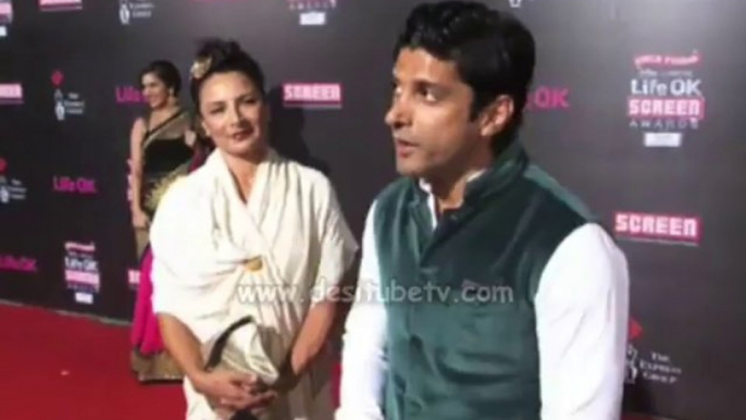 Farhan Akhtar was extremely  excited   for the awards in  20th Life Ok Screen Awards . good luck!