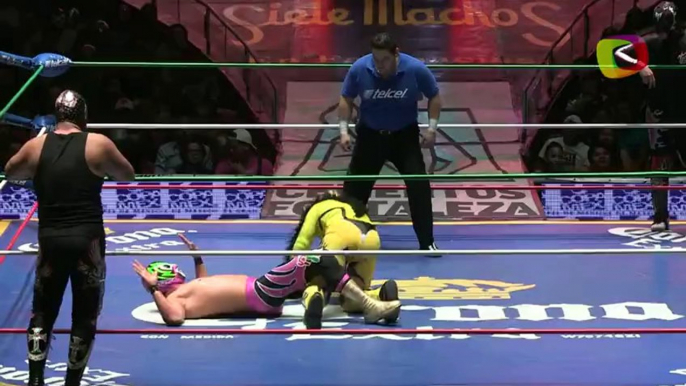 Blue Panther, Máximo, Super Porky vs Dragón Rojo Jr., Mr. Niebla, Negro Casas