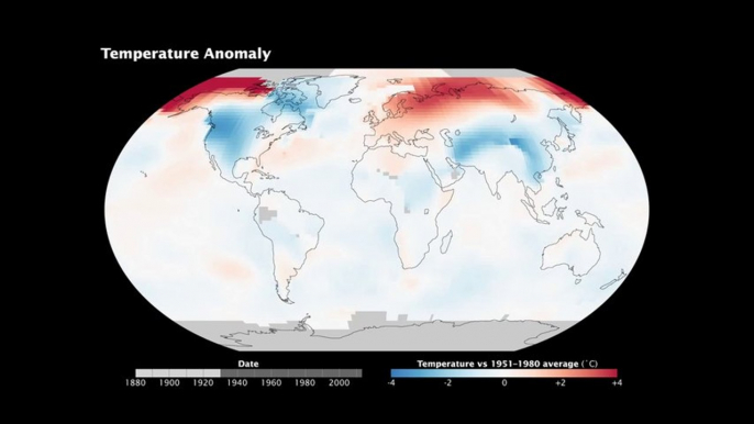 Plus de cent ans de réchauffement climatique en une vidéo