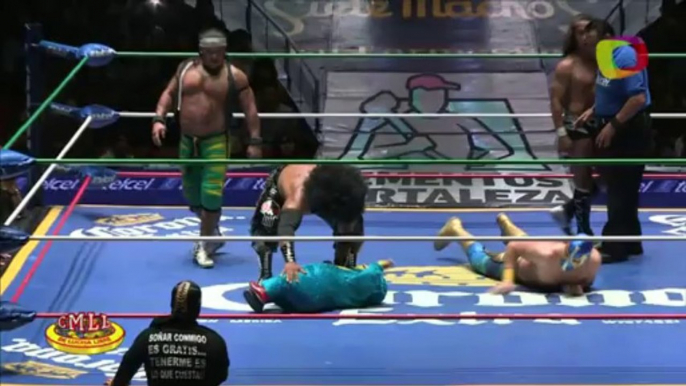 Ángel de Oro, La Máscara, Stuka Jr. vs Felino, Mr. Niebla, Negro Casas