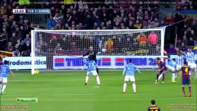 FC Barcelona vs Malaga 1-0 - Gerard Pique Goal (La Liga)