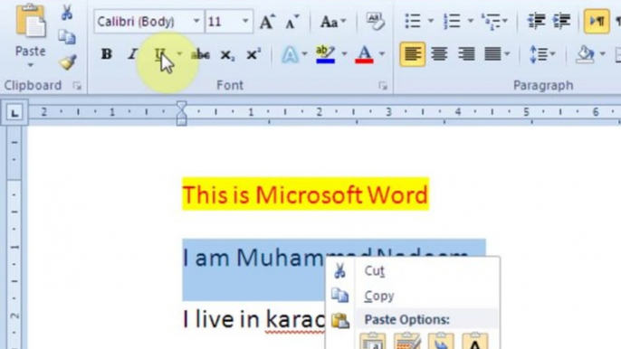 Lesson  6 Bold Italic _ Underline (Microsoft Office Word 2007_2010 Free Tutorial Urdu Hindi Video Training taleem.tv Pakistan Education