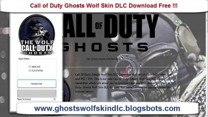 Free Call Of Duty Ghosts Wolf Skin DLC Xbox Ps3