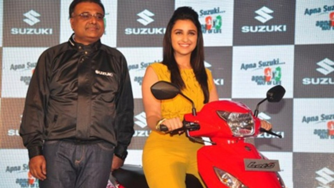 Parineeti Chopra Rides Bike At Suzuki Let's Scooter Launch