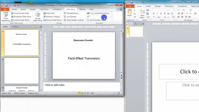 Lesson 14.4 Using Two Screens - MS PowerPoint by Microsoft Office Power Point 2010  free online video Training Tutorials Urdu and Hindi language