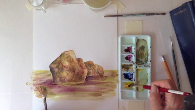 How to paint realistic rocks in watercolors