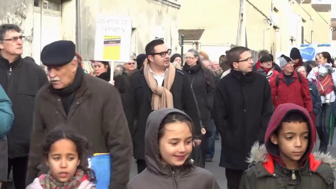 Manifestation à Vaujours 8 février 2014 pour la vérité sur la contamination radioactive du site