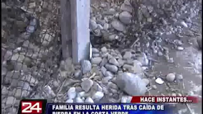 Familia resulta herida tras nuevo deslizamiento de rocas en la Costa Verde