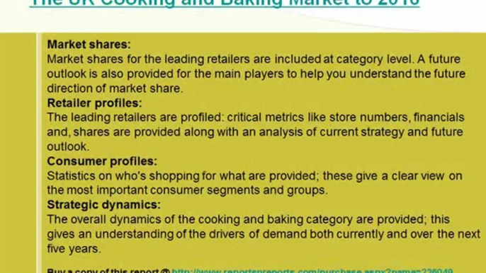 The UK Cooking & Baking Industry to 2016