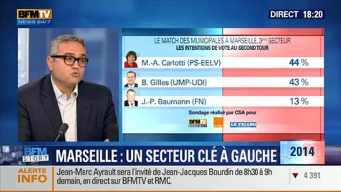 BFM Story: Municipales à Marseille: Marie-Arlette Carlotti, candidate PS, est en tête au second tour dans les IVème et Vème arrondissements selon un sondage CSA - 05/03