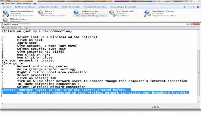 how to make your laptop a wireless router to share your LAN  internet with other laptops