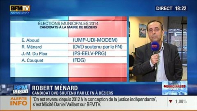 BFM Story: Élections municipales de 2014 à Béziers: Robert Ménard serait en tête au premier tour selon un sondage CSA - 12/03