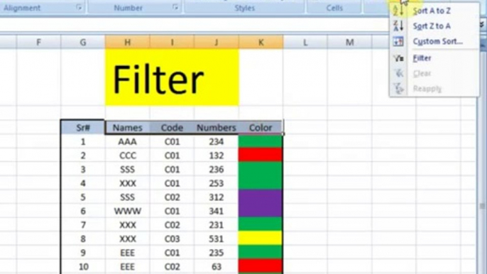 Ms Excel Lesson # 37 The Filter in urdu