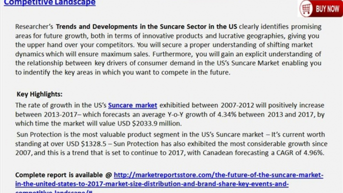 Suncare Market in the United States to 2017:Growth & Market Size