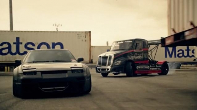 Insane Semi Truck VS car Drifting in Size matters 2 with Mike Ryan