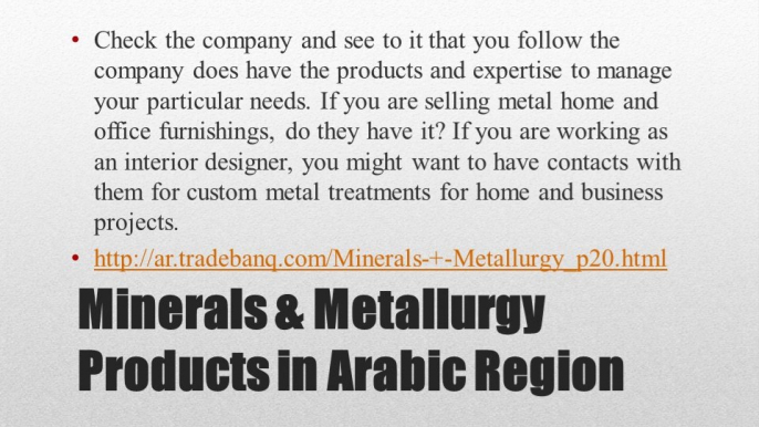 Minerals & Metallurgy Products in Arabic Region