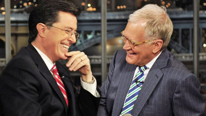 Stephen Colbert Visits David Letterman On The Late Show