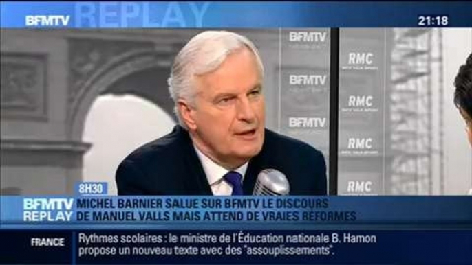 BFMTV Replay: Michel Barnier salue le discours de Manuel Valls mais attend de vraies réformes - 25/04